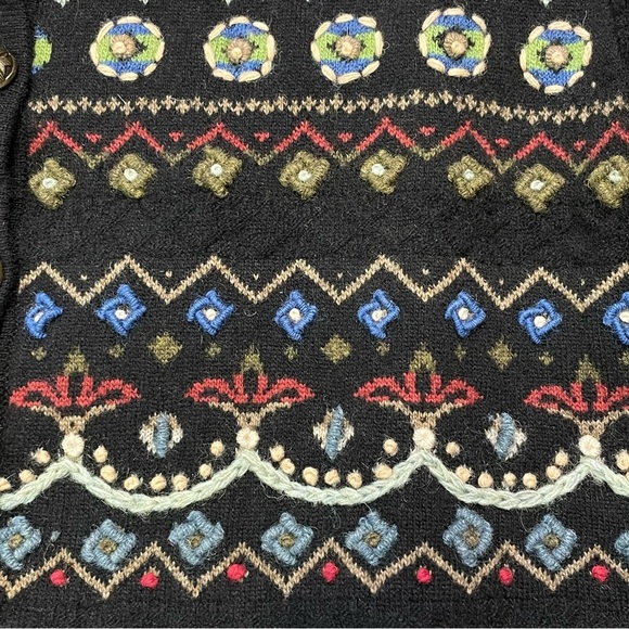 NEW Carson Sweater Cardigan Coat Black Floral Embroidered Womens Small Wool - Picture 13 of 15